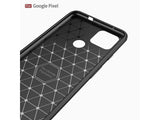 Flexible Handy Schutzhülle mit gebürster Carbon Textur auf der Rückseite für zum Schutz des Google Pixel 4a 5G  Display und Gehäuse Case in schwarz von Screenguard