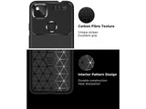 Hochwertig stabile Soft TPU Smartphone Handy Hülle im Carbon Design für Google Pixel 4a zum Schutz des Display und Gehäuse Cover in schwarz von Screenguard