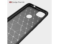 Flexible Handy Schutzhülle mit gebürster Carbon Textur auf der Rückseite für zum Schutz des Google Pixel 4a  Display und Gehäuse Case in schwarz von Screenguard