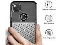 Moderne Design Hülle Cover für das Google Pixel 4a mit Stripes zum Schutz von Kratzern, Dellen, Display aus TPU Gummi in schwarz von Screenguard