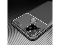 Hochwertig stabile Soft TPU Smartphone Handy Hülle im Carbon Design für Google Pixel 5 zum Schutz des Display und Gehäuse Cover in schwarz von Screenguard