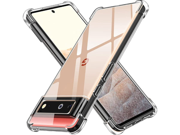 Hoch transparenter TPU Gummi Schutz Handy Hülle Clear Case klar mit verstärkten Schutzecken Bumper für das Google Pixel 6 Display und Gehäuse in transparent von Screenguard