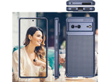 Hochwertig stabile Soft TPU Smartphone Handy Hülle im Carbon Design für Google Pixel 7 zum Schutz des Display und Gehäuse Cover in blau von Screenguard