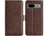 Veganes Flip Case Leder Etui Hülle mit Karten Fächer und Sichtfenster für Google Pixel 7 in mokka von Screenguard