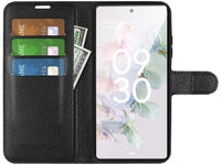 Lederhülle Karten Wallet Ledertasche Etui für Google Pixel 7 in schwarz von Screenguard