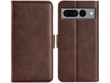 Veganes Flip Case Leder Etui Hülle mit Karten Fächer und Sichtfenster für Google Pixel 7 Pro in mokka von Screenguard