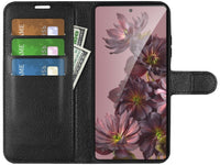 Lederhülle Karten Wallet Ledertasche Etui für Google Pixel 7 Pro in schwarz von Screenguard