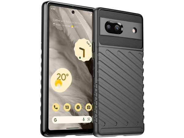 Moderne Design Hülle Cover für das Google Pixel 7a mit Stripes zum Schutz von Kratzern, Dellen, Display aus TPU Gummi in schwarz von Screenguard