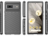 Moderne Design Hülle Cover für das Google Pixel 7a mit Stripes zum Schutz von Kratzern, Dellen, Display aus TPU Gummi in schwarz von Screenguard