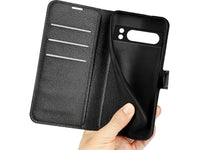 Lederhülle Karten Wallet Ledertasche Etui für Google Pixel 8 Pro in schwarz von Screenguard