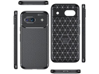 Hochwertig stabile Soft TPU Smartphone Handy Hülle im Carbon Design für Google Pixel 8a zum Schutz des Display und Gehäuse Cover in schwarz von Screenguard