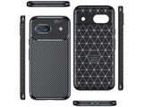 Hochwertig stabile Soft TPU Smartphone Handy Hülle im Carbon Design für Google Pixel 8a zum Schutz des Display und Gehäuse Cover in schwarz von Screenguard