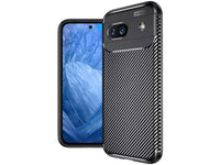 Hochwertig stabile Soft TPU Smartphone Handy Hülle im Carbon Design für Google Pixel 8a zum Schutz des Display und Gehäuse Cover in schwarz von Screenguard