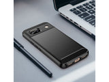 Flexible Handy Schutzhülle mit gebürster Carbon Textur auf der Rückseite für zum Schutz des Google Pixel 8a  Display und Gehäuse Case in schwarz von Screenguard