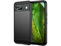 Flexible Handy Schutzhülle mit gebürster Carbon Textur auf der Rückseite für zum Schutz des Google Pixel 8a  Display und Gehäuse Case in schwarz von Screenguard