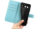 Lederhülle Karten Wallet Ledertasche Etui für Google Pixel 8a in hellblau von Screenguard