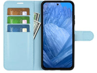 Lederhülle Portemonnaie Karten Ledertasche für Google Pixel 8a in hellblau von Screenguard
