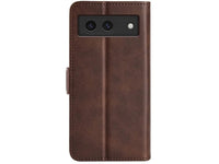 Veganes Flip Case Leder Etui Hülle mit Karten Fächer und Sichtfenster für Google Pixel 8a in mokka von Screenguard
