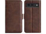 Veganes Flip Case Leder Etui Hülle mit Karten Fächer und Sichtfenster für Google Pixel 8a in mokka von Screenguard