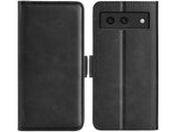 Veganes Flip Case Leder Etui Hülle mit Karten Fächer und Sichtfenster für Google Pixel 8a in schwarz von Screenguard