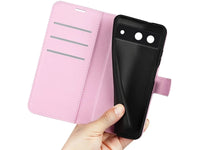 Lederhülle Karten Wallet Ledertasche Etui für Google Pixel 8a in rosa von Screenguard