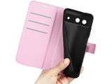 Lederhülle Karten Wallet Ledertasche Etui für Google Pixel 8a in rosa von Screenguard