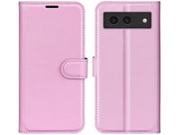 Lederhülle Karten Wallet Ledertasche Etui für Google Pixel 8a in rosa von Screenguard