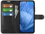 Lederhülle Portemonnaie Karten Ledertasche für Google Pixel 8a in schwarz von Screenguard