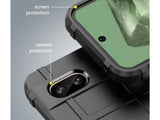 Widerstandsfähige, stabile Outdoor Sport Hülle für das Google Pixel 8a für Handwerker, Baustelle, Business, äusserst stabil mit erhöhten Rändern und Kanten in schwarz von Screenguard
