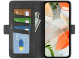 Veganes Flip Case Leder Etui Hülle mit Karten Fächer und Sichtfenster für Google Pixel 9 in schwarz von Screenguard