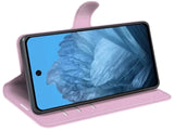 Lederhülle Karten Wallet Ledertasche Etui für Google Pixel 9 in rosa von Screenguard