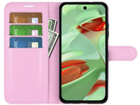 Lederhülle Portemonnaie Karten Ledertasche für Google Pixel 9 in rosa von Screenguard