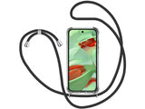 Necklace Handy Hülle mit Kordel Kette schwarz zum Tragen des Google Pixel 9 am Körper wie Handtasche Lanyard, stabil mit erhöhten Rändern und Kanten in transparent von Screenguard