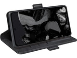 Veganes Flip Case Leder Etui Hülle mit Karten Fächer und Sichtfenster für Google Pixel 9 Pro in schwarz von Screenguard
