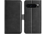 Veganes Flip Case Leder Etui Hülle mit Karten Fächer und Sichtfenster für Google Pixel 9 Pro in schwarz von Screenguard
