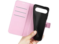 Lederhülle Karten Wallet Ledertasche Etui für Google Pixel 9 Pro in rosa von Screenguard