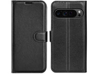 Lederhülle Karten Wallet Ledertasche Etui für Google Pixel 9 Pro in schwarz von Screenguard