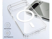 Das Magnetic MagSafe Clear Case von Screenguard schützt Ihr Google Pixel 9 Pro effektiv vor Schäden bei Sturz oder Stoss. Erhöhter Rahmen rund um das Display und Kamera gegen Kratzer und Dellen. Transparenter Schutz mit Magnetring. Zum Wireless Aufladen mit MagSafe kompatiblen Zubehör.