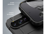 Widerstandsfähige, stabile Outdoor Sport Hülle für das Google Pixel 9 Pro für Handwerker, Baustelle, Business, äusserst stabil mit erhöhten Rändern und Kanten in schwarz von Screenguard