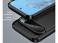 Flexible Handy Schutzhülle mit gebürster Carbon Textur auf der Rückseite für zum Schutz des Google Pixel 9 Pro XL  Display und Gehäuse Case in schwarz von Screenguard