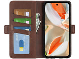Veganes Flip Case Leder Etui Hülle mit Karten Fächer und Sichtfenster für Google Pixel 9 Pro XL in mokka von Screenguard