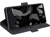 Veganes Flip Case Leder Etui Hülle mit Karten Fächer und Sichtfenster für Google Pixel 9 Pro XL in schwarz von Screenguard