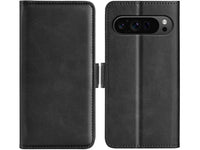 Veganes Flip Case Leder Etui Hülle mit Karten Fächer und Sichtfenster für Google Pixel 9 Pro XL in schwarz von Screenguard