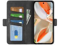 Veganes Flip Case Leder Etui Hülle mit Karten Fächer und Sichtfenster für Google Pixel 9 Pro XL in schwarz von Screenguard