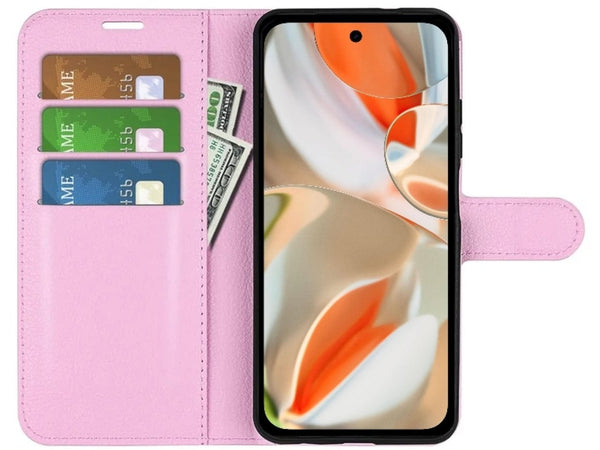 Lederhülle Portemonnaie Karten Ledertasche für Google Pixel 9 Pro XL in rosa von Screenguard