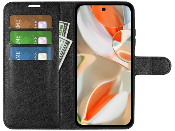 Lederhülle Portemonnaie Karten Ledertasche für Google Pixel 9 Pro XL in schwarz von Screenguard