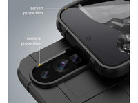 Widerstandsfähige, stabile Outdoor Sport Hülle für das Google Pixel 9 Pro XL für Handwerker, Baustelle, Business, äusserst stabil mit erhöhten Rändern und Kanten in schwarz von Screenguard