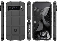 Widerstandsfähige, stabile Outdoor Sport Hülle für das Google Pixel 9 Pro XL für Handwerker, Baustelle, Business, äusserst stabil mit erhöhten Rändern und Kanten in schwarz von Screenguard