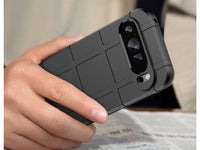 Widerstandsfähige, stabile Outdoor Sport Hülle für das Google Pixel 9 Pro XL für Handwerker, Baustelle, Business, äusserst stabil mit erhöhten Rändern und Kanten in schwarz von Screenguard