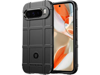 Widerstandsfähige, stabile Outdoor Sport Hülle für das Google Pixel 9 Pro XL für Handwerker, Baustelle, Business, äusserst stabil mit erhöhten Rändern und Kanten in schwarz von Screenguard